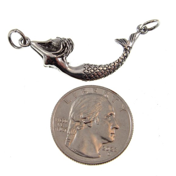 Solid 925 Sterling Silver 3D Mermaid Pendant, Atargatis Jewelry Connector Charm - Picture 5 of 8